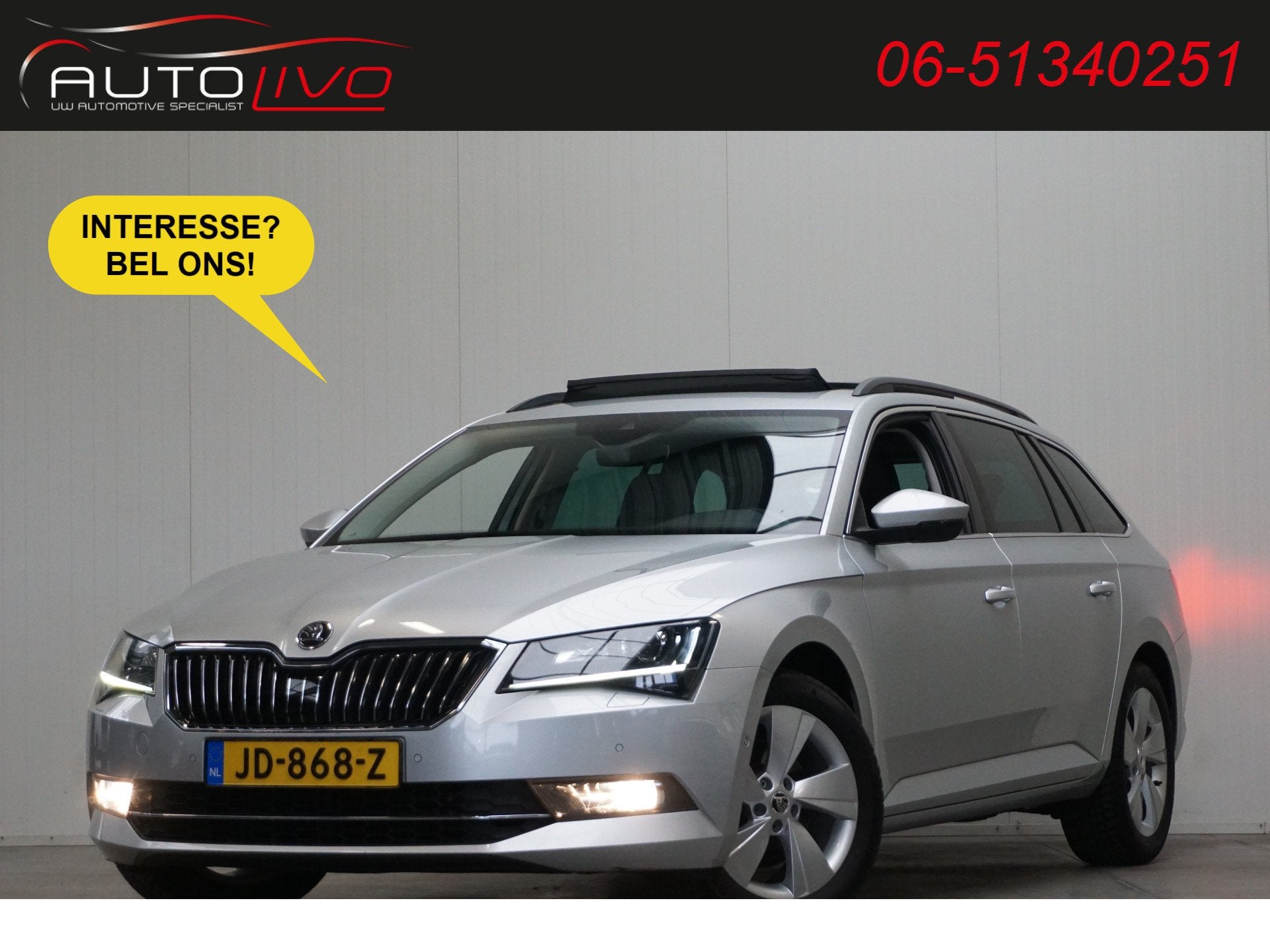 Skoda Superb Combi 1.6 TDI Ambition Business AUTOMAAT! PANO, Auto's, Dealer onderhouden, Stof, Gebruikt, 4 cilinders