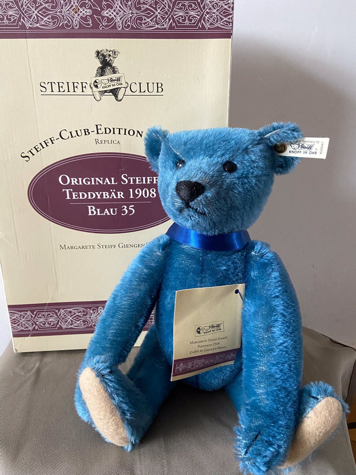 Steiff Club beer 1994, replica 1908, Verzamelen, Ophalen of Verzenden, Zo goed als nieuw, Stoffen beer, Steiff