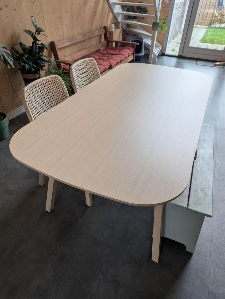 IKEA VOXLÖV Eettafel, licht bamboe, 180x90 cm, Ophalen, 50 tot 100 cm, 150 tot 200 cm, Vier personen