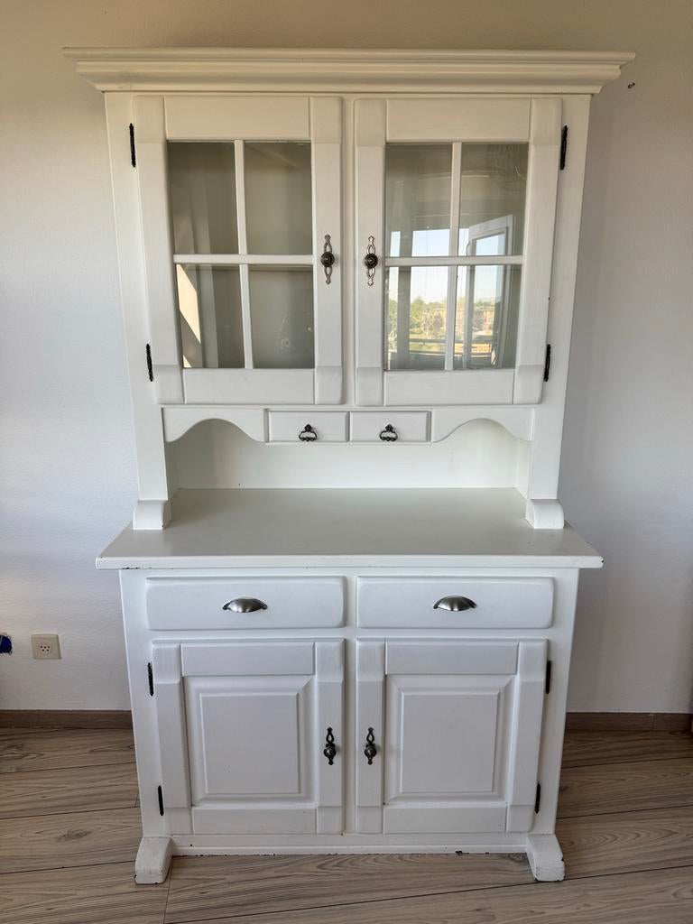Witte buffetkast - 193 cm hoog - Landelijke stijl, Ophalen, Gebruikt, 100 tot 150 cm, 150 tot 200 cm