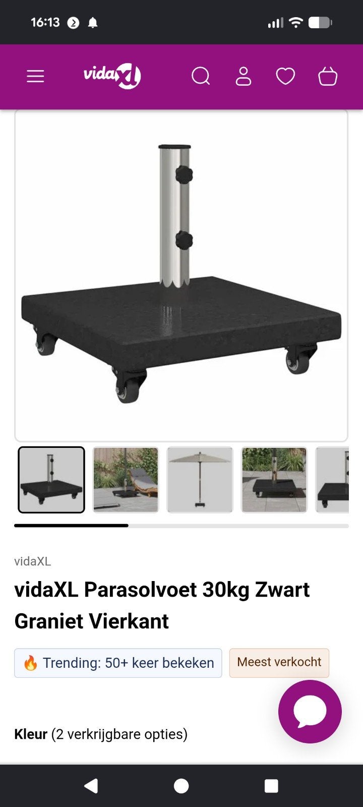 vidaXL Parasolvoet 30kg Zwart Graniet Vierkant met wielen, Ophalen of Verzenden, Nieuw, Minder dan 1 meter, Parasolvoet