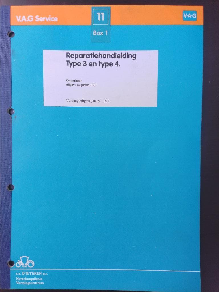 Volkswagen Type 3 en 4 dealer werkplaatsboek Onderhoudswerk, Auto diversen, Ophalen of Verzenden