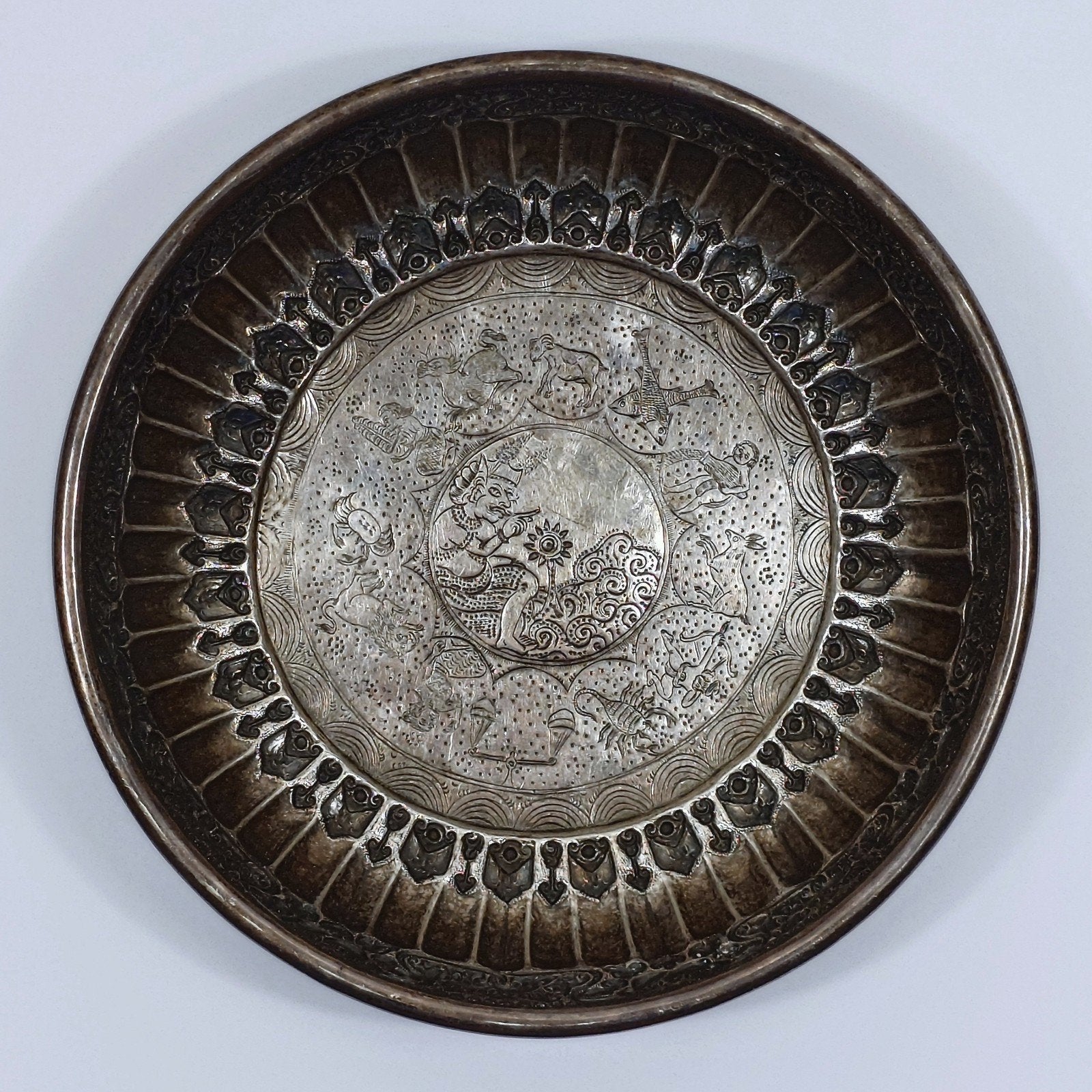 Balinese zilveren zodiac schaal, Ophalen of Verzenden, Zilver