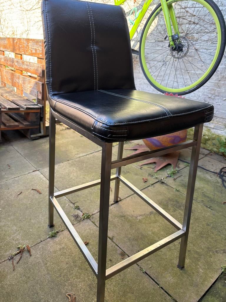 4 Mooie leren barkrukken - Zo goed als nieuw, Huis en Inrichting, Barkrukken, Met voetsteun, 60 tot 90 cm, Leer, Ophalen of Verzenden