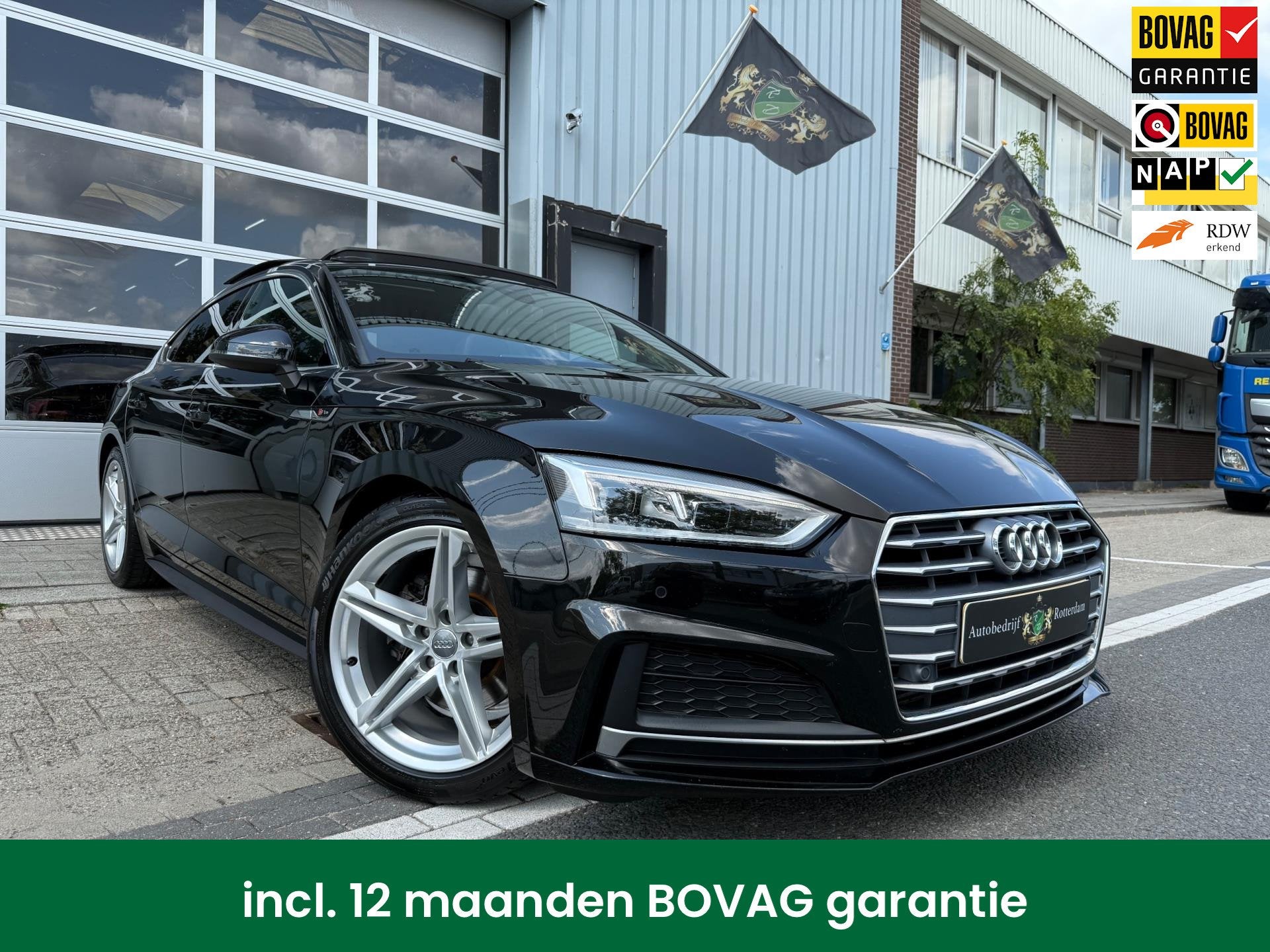 Audi A5 Sportback 40 TFSI Sport 2x S-Line LED/LEER/NAVI/PANO, Gebruikt, Zwart, Bedrijf, Hybride Elektrisch/Benzine