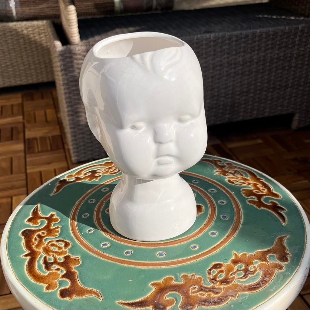 Vintage jaren ‘70 porseleinen hoofd bloempot, Antiek en Kunst, Ophalen of Verzenden