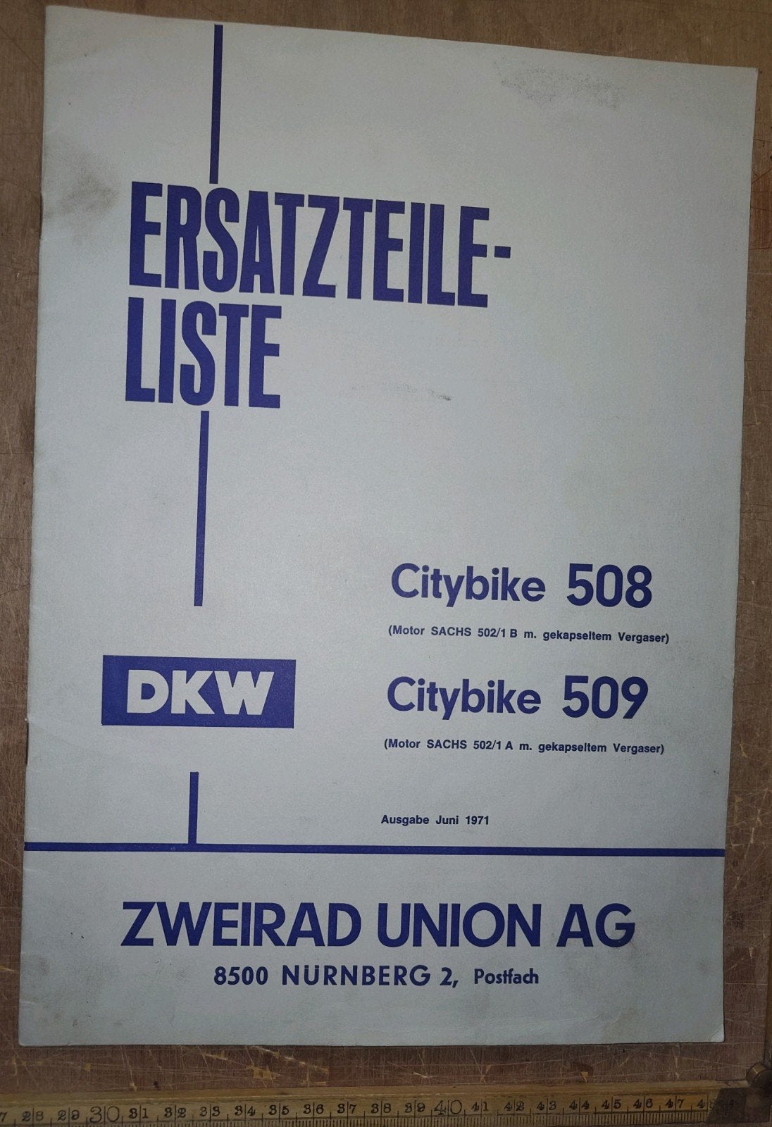 DKW Citybike onderdelen catalogus 1971, Ophalen of Verzenden, Gebruikt
