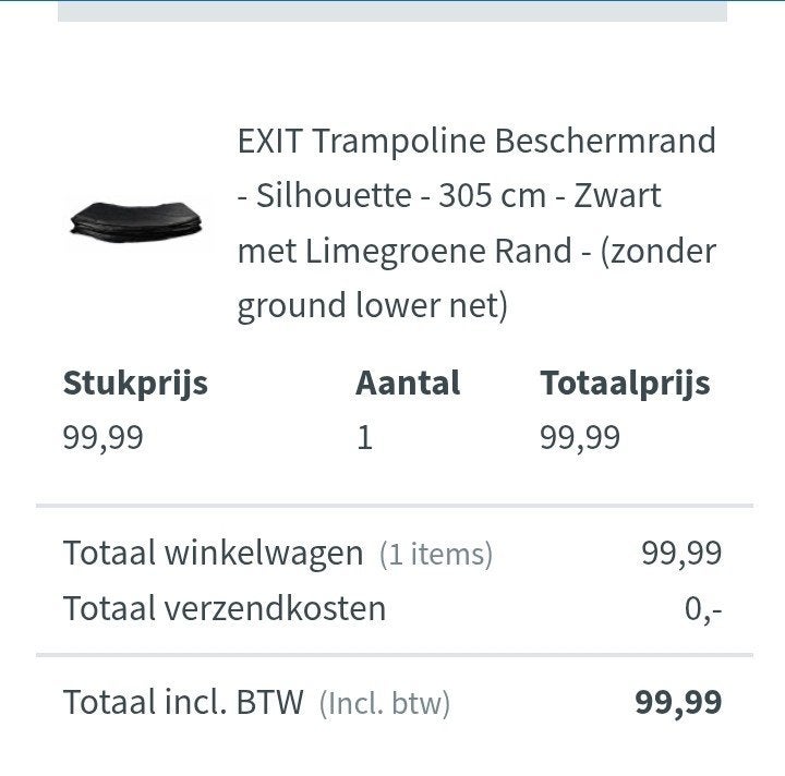 EXIT Trampoline Beschermrand Silhouette 305 cm Zwart/Limegro, Ophalen