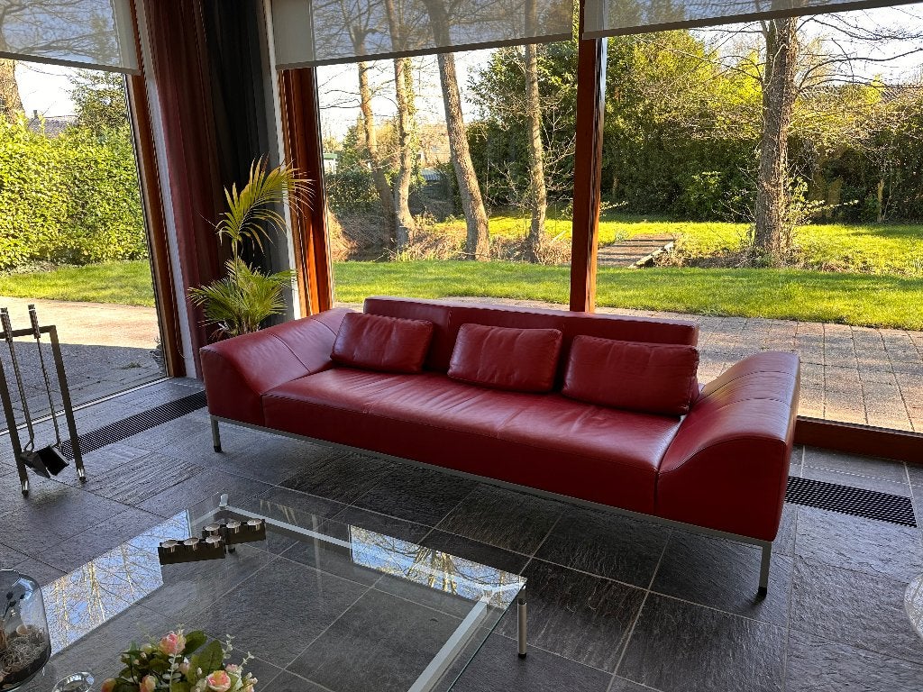 De Sede 3er Sofa - 3 zits designbank rood leer, Ophalen, 100 tot 125 cm, Driepersoons, Zo goed als nieuw
