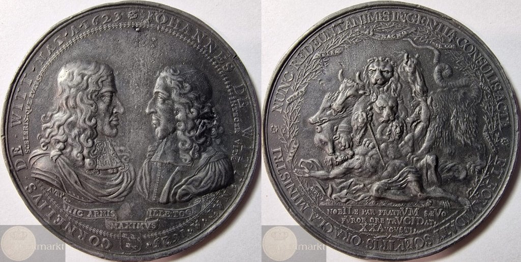 Historiepenning 1672 'Johan en Cornelis de Witt vermoord', Ophalen of Verzenden, Overige materialen, Nederland