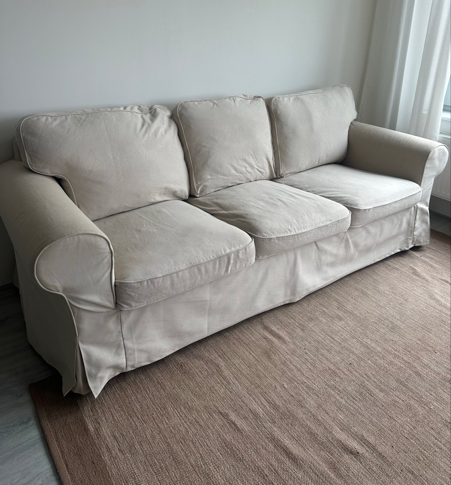 Ikea EKTORP 3-zitsbank beige - nette staat, Ophalen, Gebruikt, Driepersoons, 75 tot 100 cm