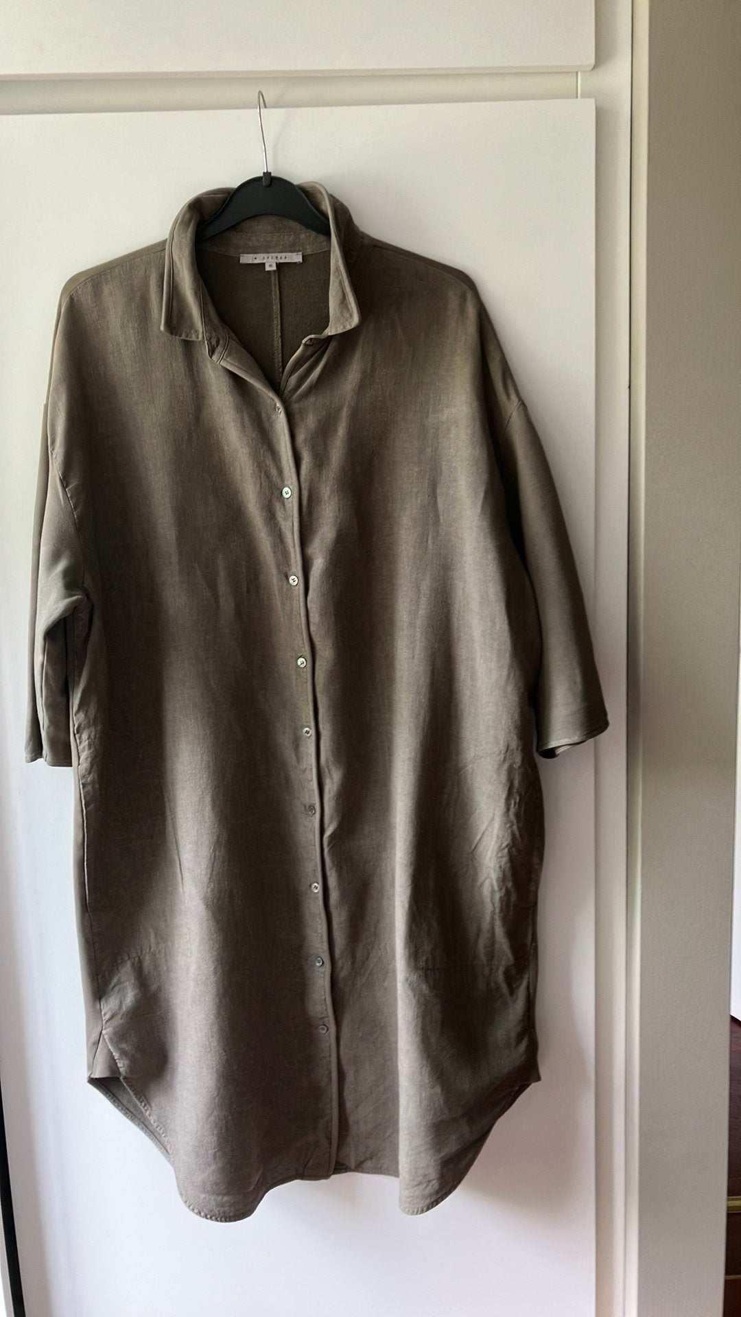 Sylver. Groene linnenmix overhemdjurk/tuniek. Maat 46, Kleding | Dames, Ophalen of Verzenden, Zo goed als nieuw, Groen, Jurk