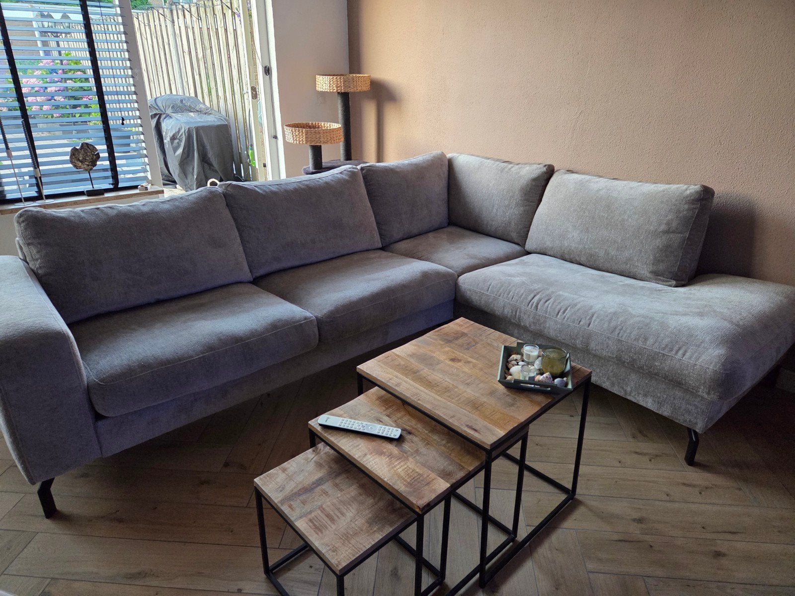 Hoekbank Rosalie - Grijs - Zo goed als nieuw, Huis en Inrichting, Ophalen, 250 tot 300 cm, Hoekbank, Zo goed als nieuw