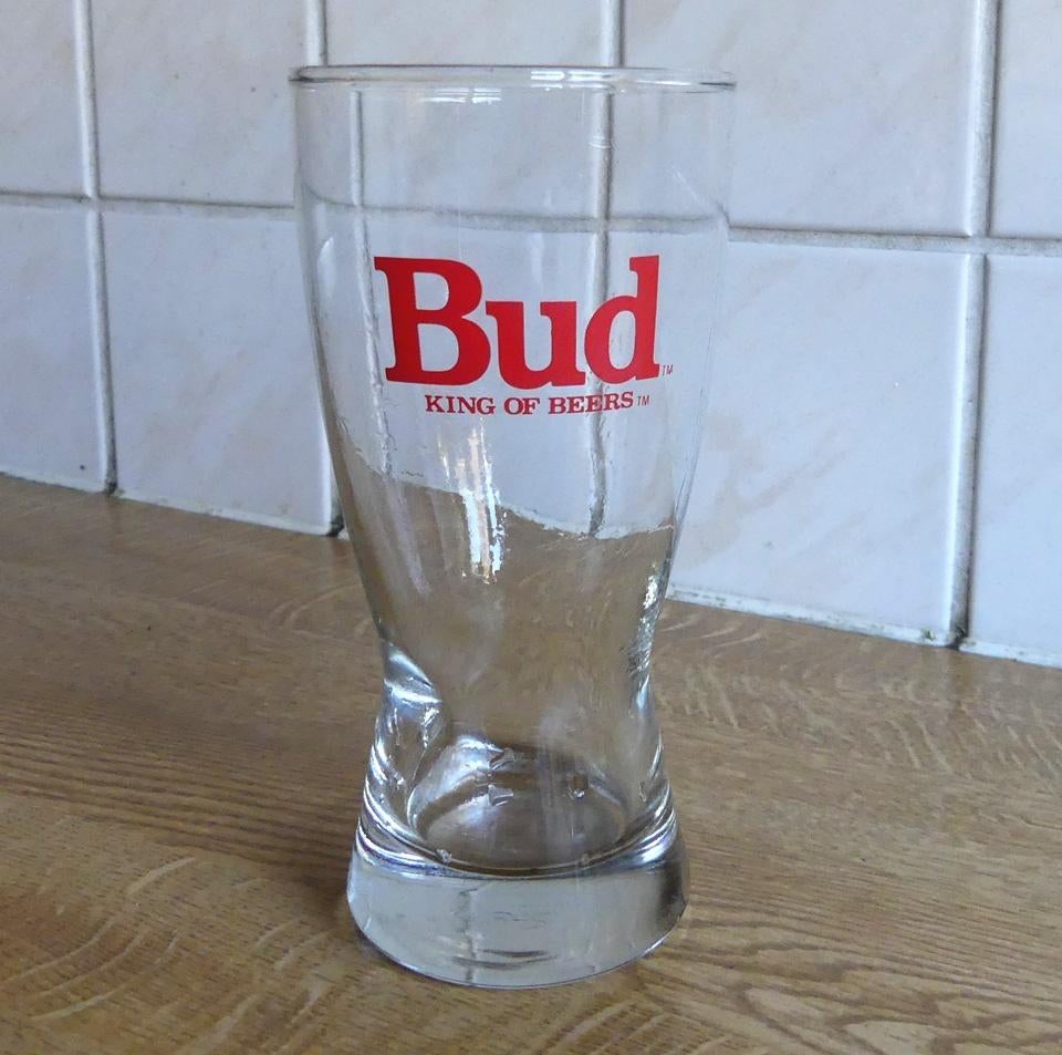 Bud glas Budweiser bierglas Amerikaans bier, Verzamelen, Biermerken, Ophalen of Verzenden, Gebruikt, Glas of Glazen, Overige merken