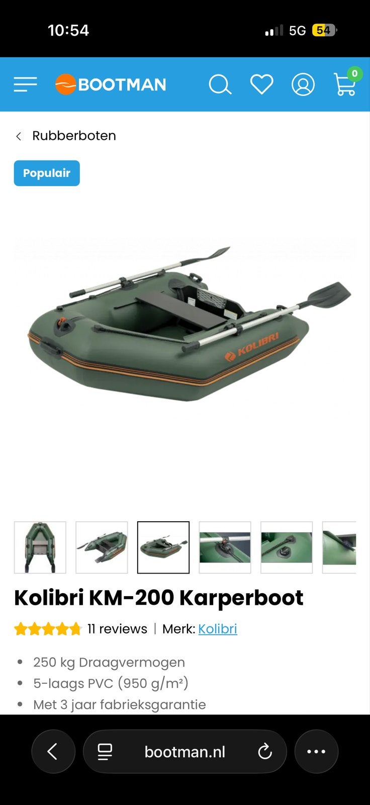 Kolibri KM-200 Karperboot met accessoires, Ophalen of Verzenden, Zo goed als nieuw