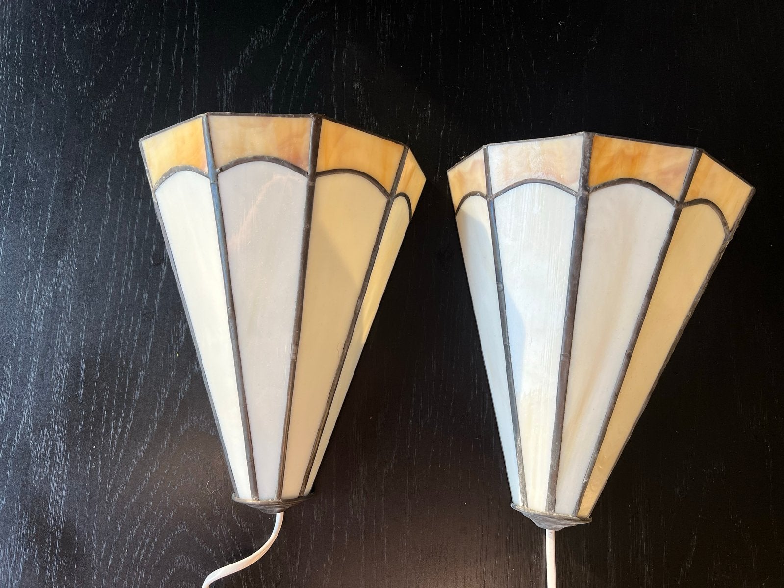 Set van 2 glas in lood wandlampen, Ophalen of Verzenden