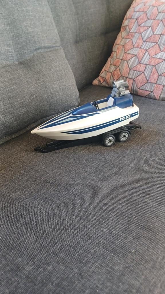 Playmobil Politie Boot met Trailer, Kinderen en Baby's, Speelgoed | Playmobil, Ophalen of Verzenden, Gebruikt, Complete set