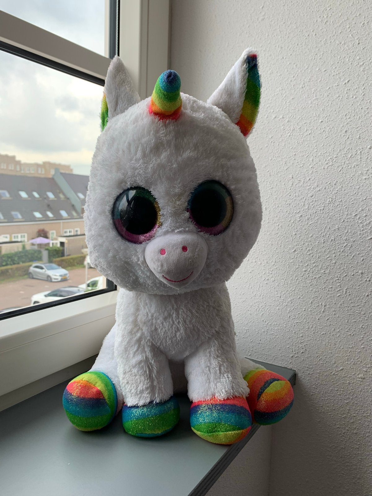 Grote Ty eenhoorn knuffel met regenboog details, Ophalen, Gebruikt, Eenhoorn, Met label