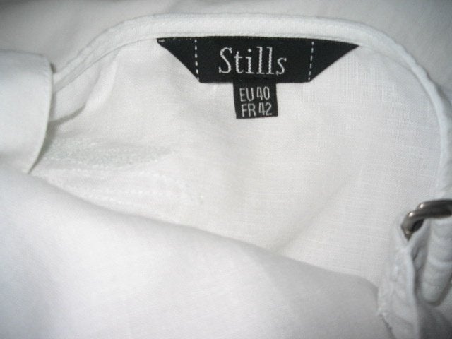 Stills Wikkelblouse/top wit linnen met lichtblauwe opdruk, Maat 38/40 (M), Wit, Nieuw, Ophalen of Verzenden