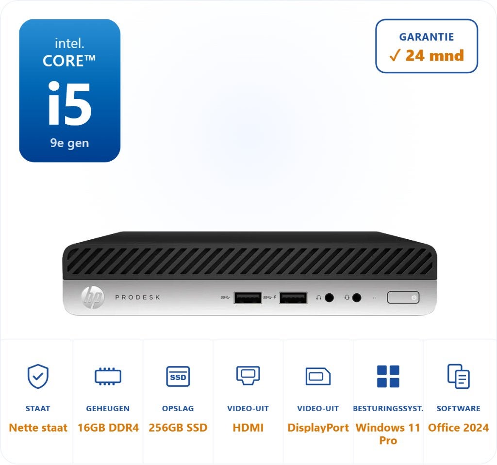 HP Prodesk 400 G5 i5-9500T 3.7GHz 16GB DDR4 256GB SSD HDMI, 256 GB, HP, ., Refurbished