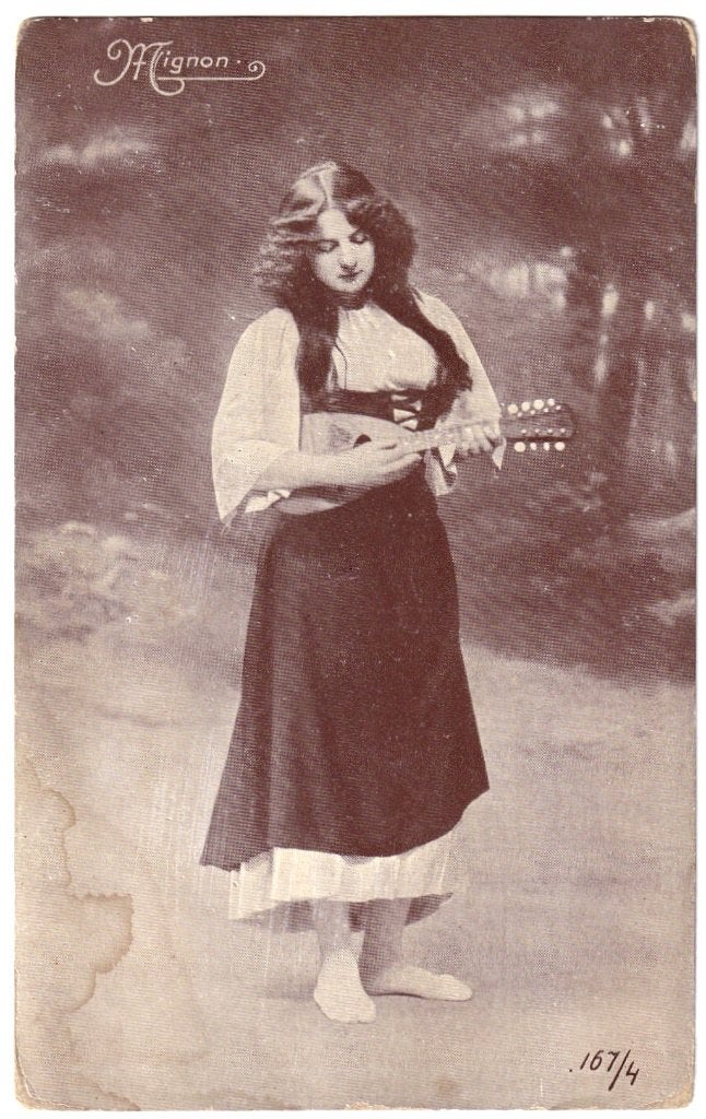 Kaart - Vrouw - Jurk - Lang Haar - Luit - Mignon, Ophalen of Verzenden, 1920 tot 1940, Ongelopen, Overige thema's