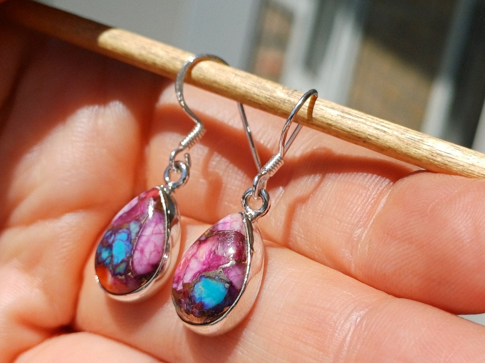 Vanoli 925 zilveren oorbellen met oester koper turquoise, Daiva1973@hotmail.com, Hangers, Vanoli, Overige kleuren