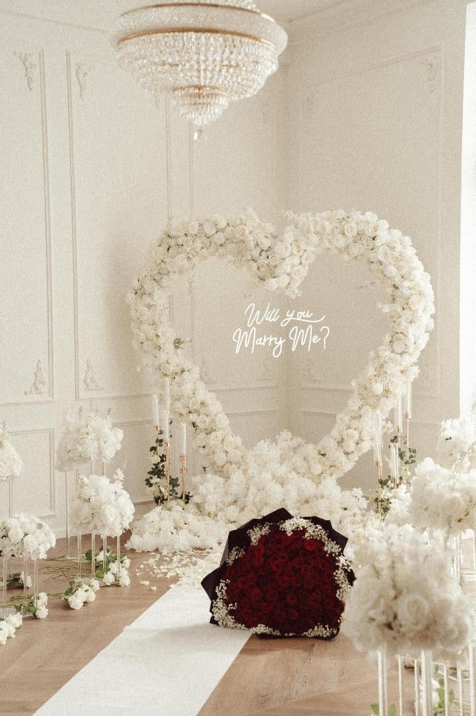 "Luxe Will You Marry Me"setting Romantische bloemen backdrop, Hobby en Vrije tijd, Feestartikelen | Verhuur, Ophalen of Verzenden