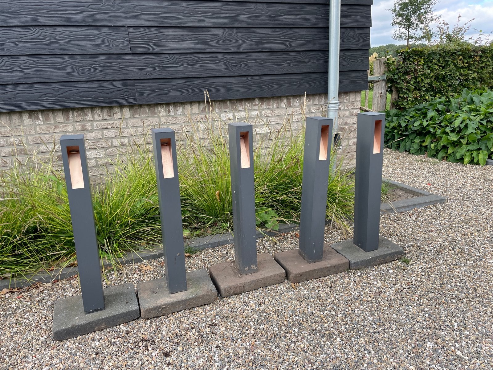 Set van 5 moderne buitenlampen, Tuin en Terras, Ophalen, Overige materialen, Gebruikt, Minder dan 50 watt