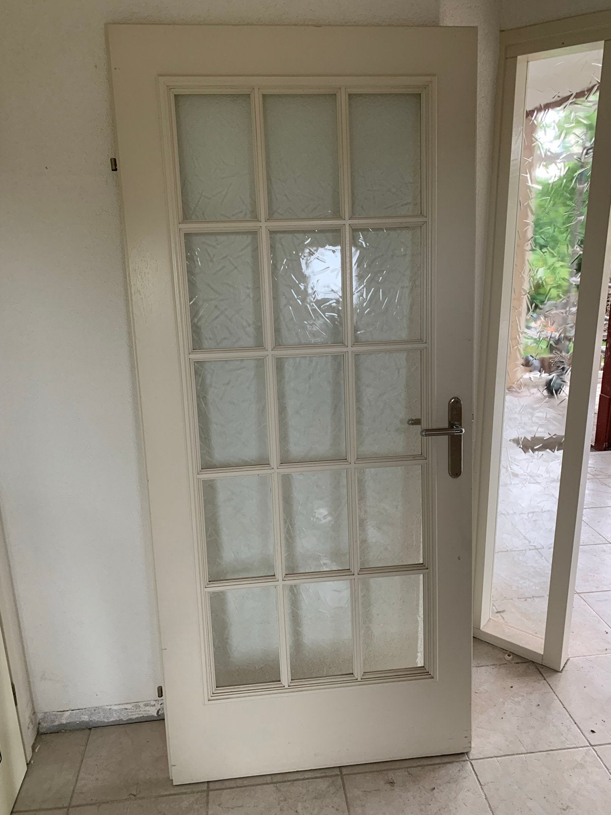 Binnendeur met glaspanelen - opdek - 93x210,5, Ophalen, Gebruikt, 80 tot 100 cm, Binnendeur