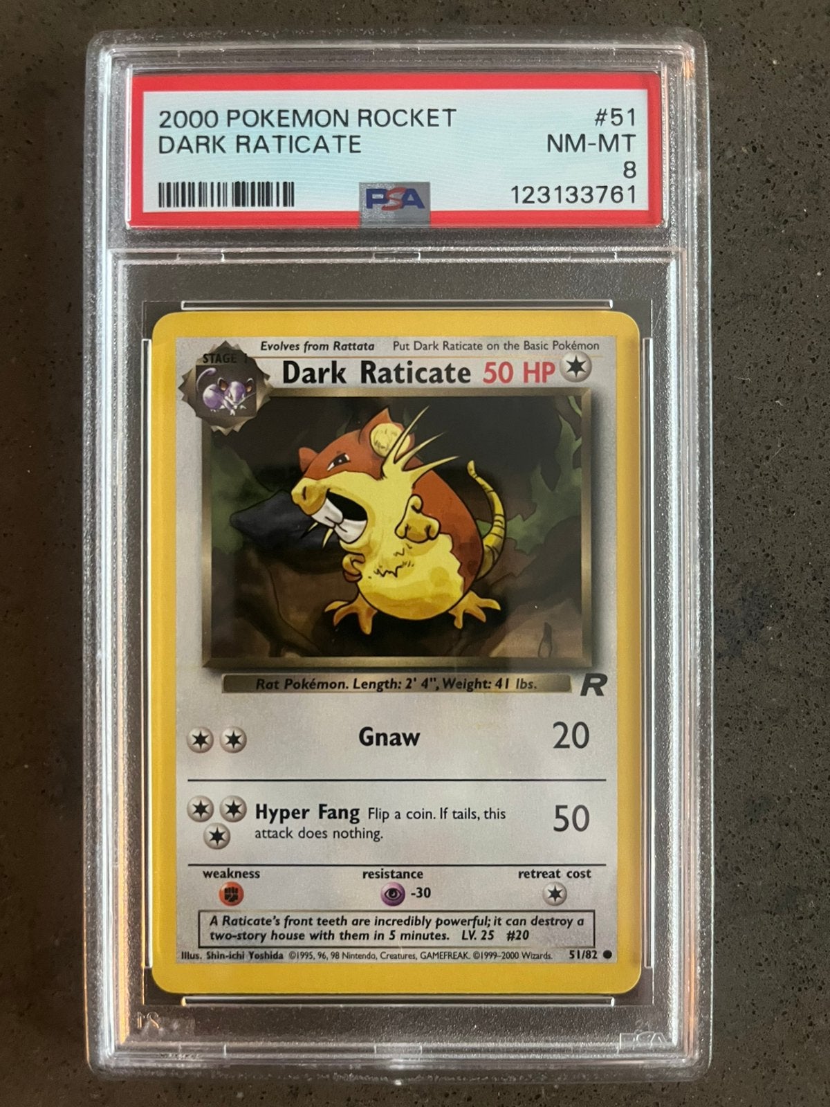 Dark Raticate PSA 8 - Pokemon Rocket 2000, Ophalen of Verzenden, Zo goed als nieuw