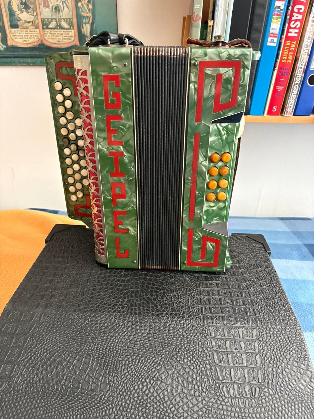 Geipel trekharmonica – Bes-Es volledig gerestaureerd., Muziek en Instrumenten, Overige merken, Gebruikt, Met koffer, Ophalen of Verzenden