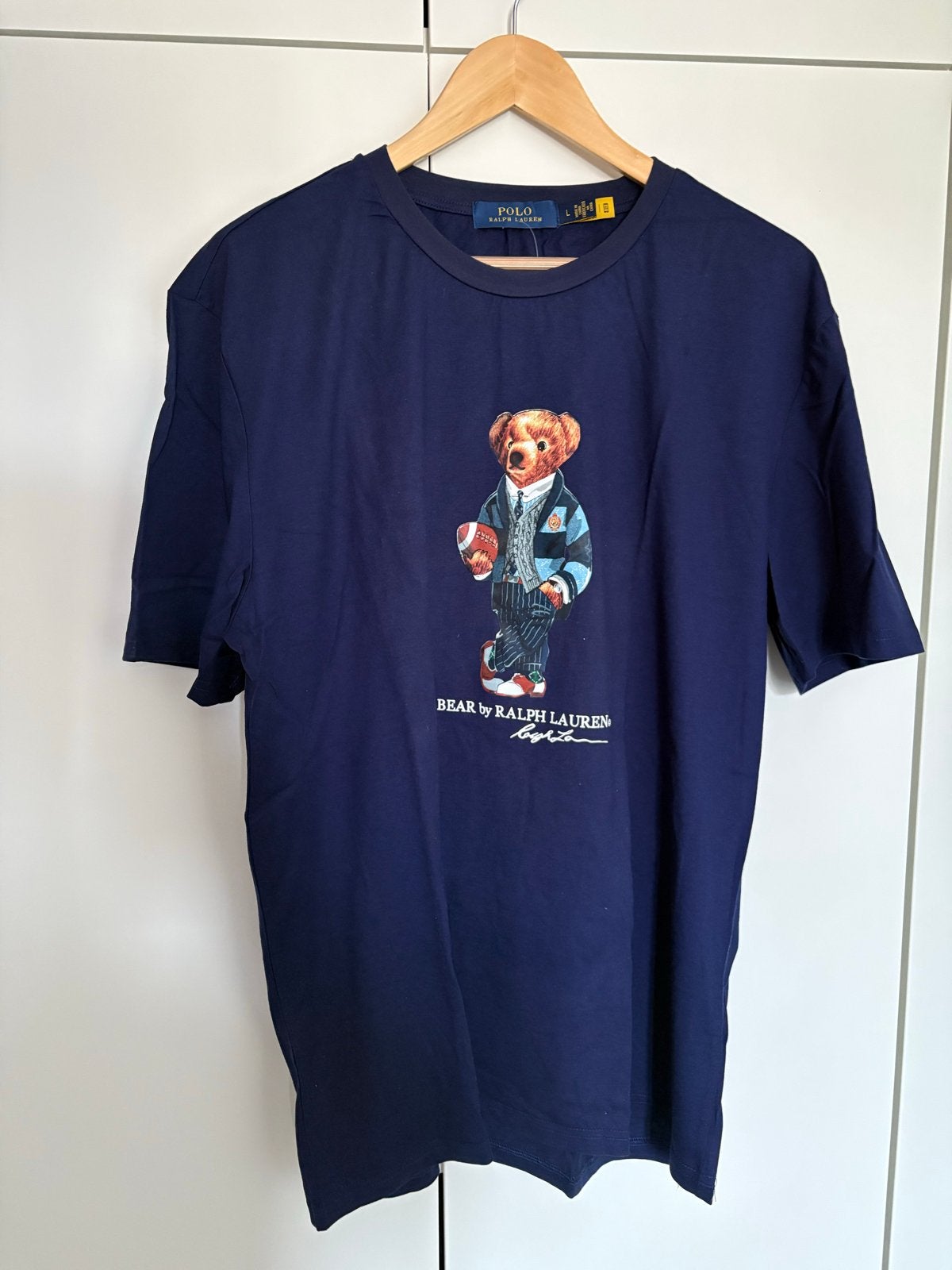 Polo Ralph Lauren T-shirt met Polo Bear - Maat L, Ophalen of Verzenden, Zo goed als nieuw, Maat 52/54 (L), Blauw