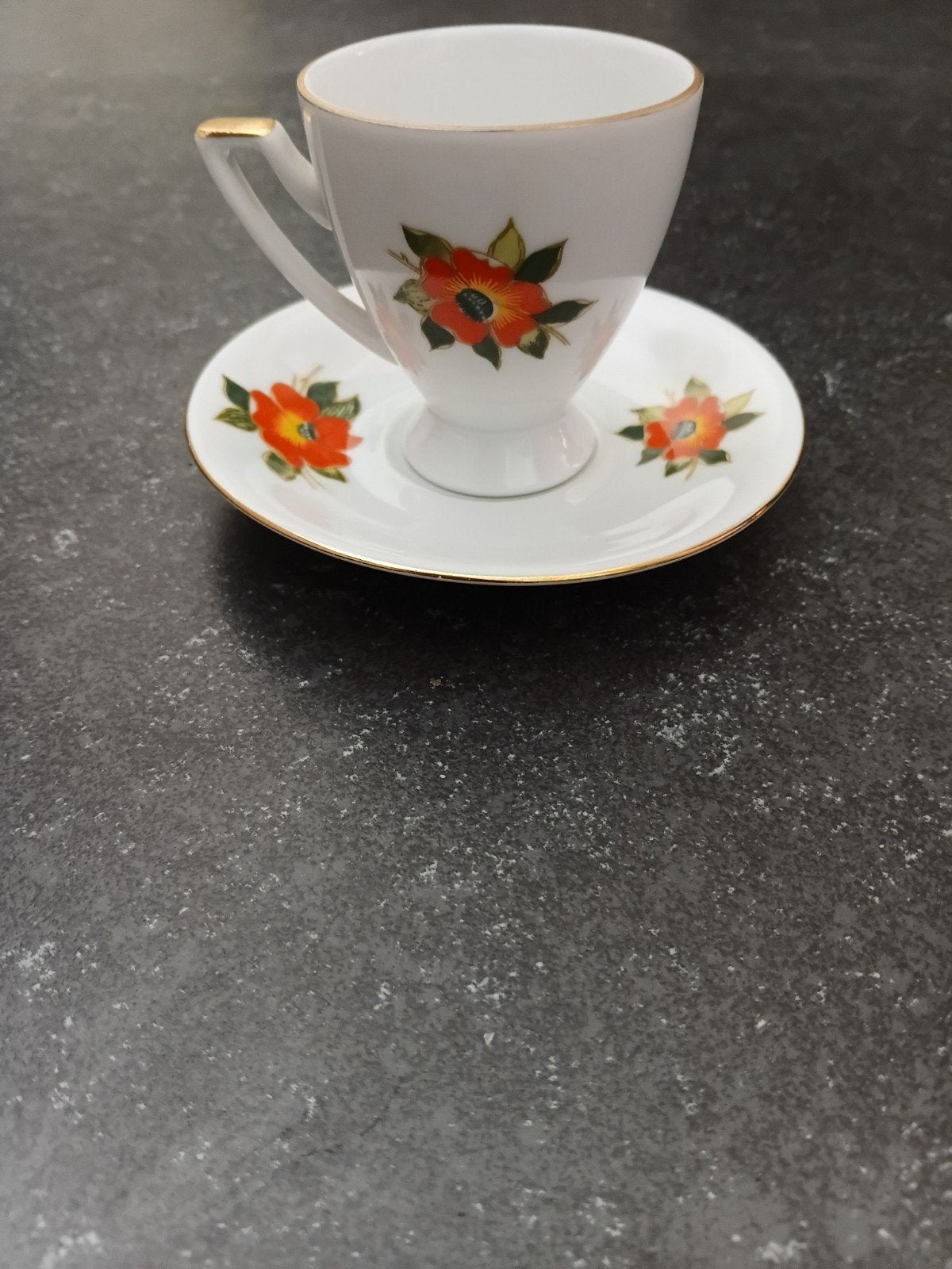 Vintage Bavaria espresso kop en schotel met bloemmotief, Ophalen of Verzenden