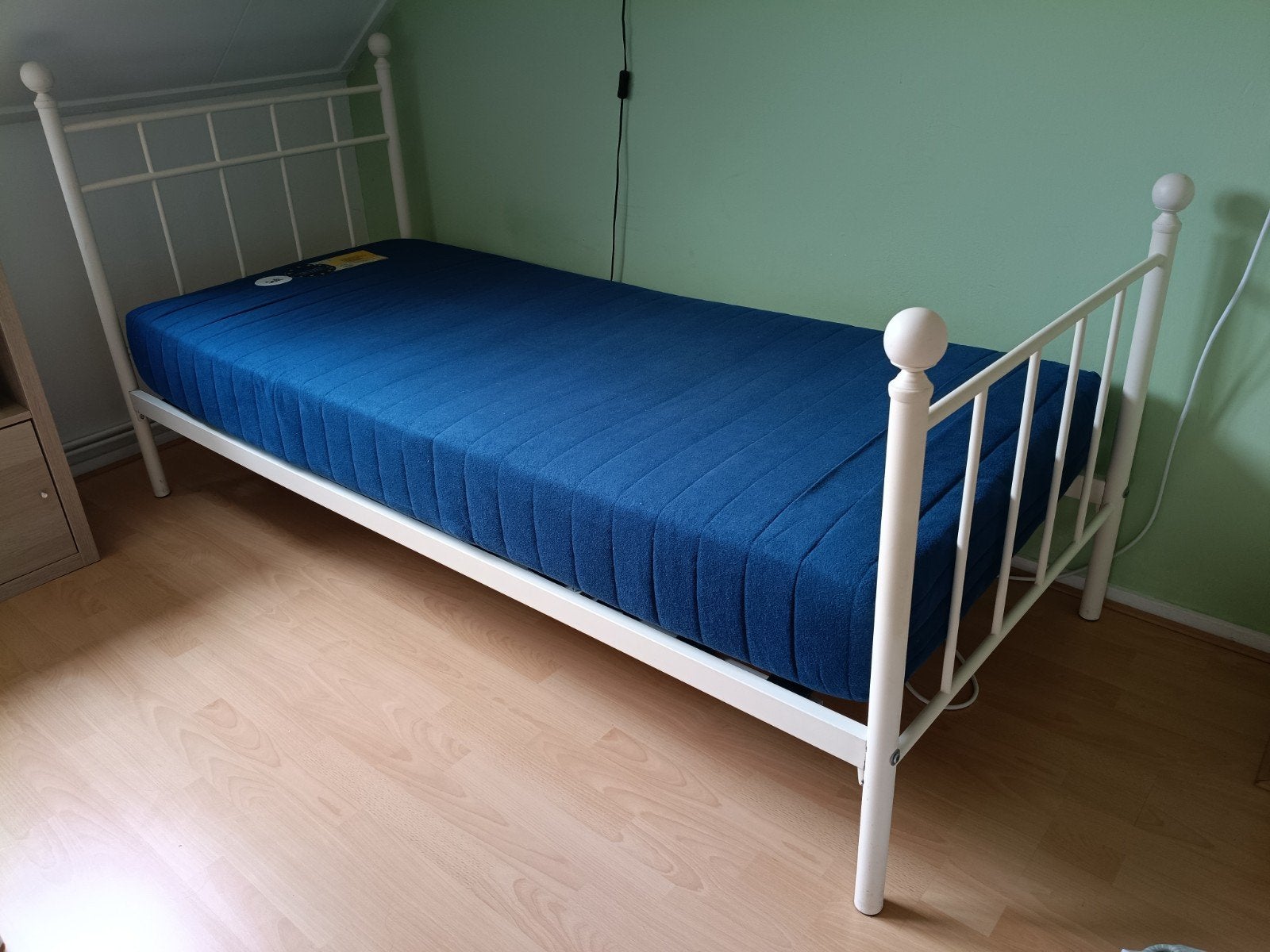 bed + matras, Ophalen, 90 cm, Eenpersoons, Wit