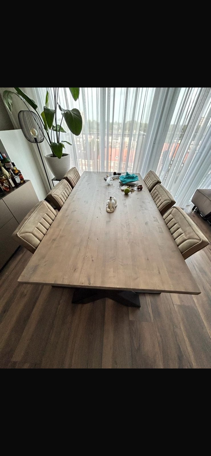 Eettafel met x poten, Ophalen, 50 tot 100 cm, Zo goed als nieuw, 150 tot 200 cm