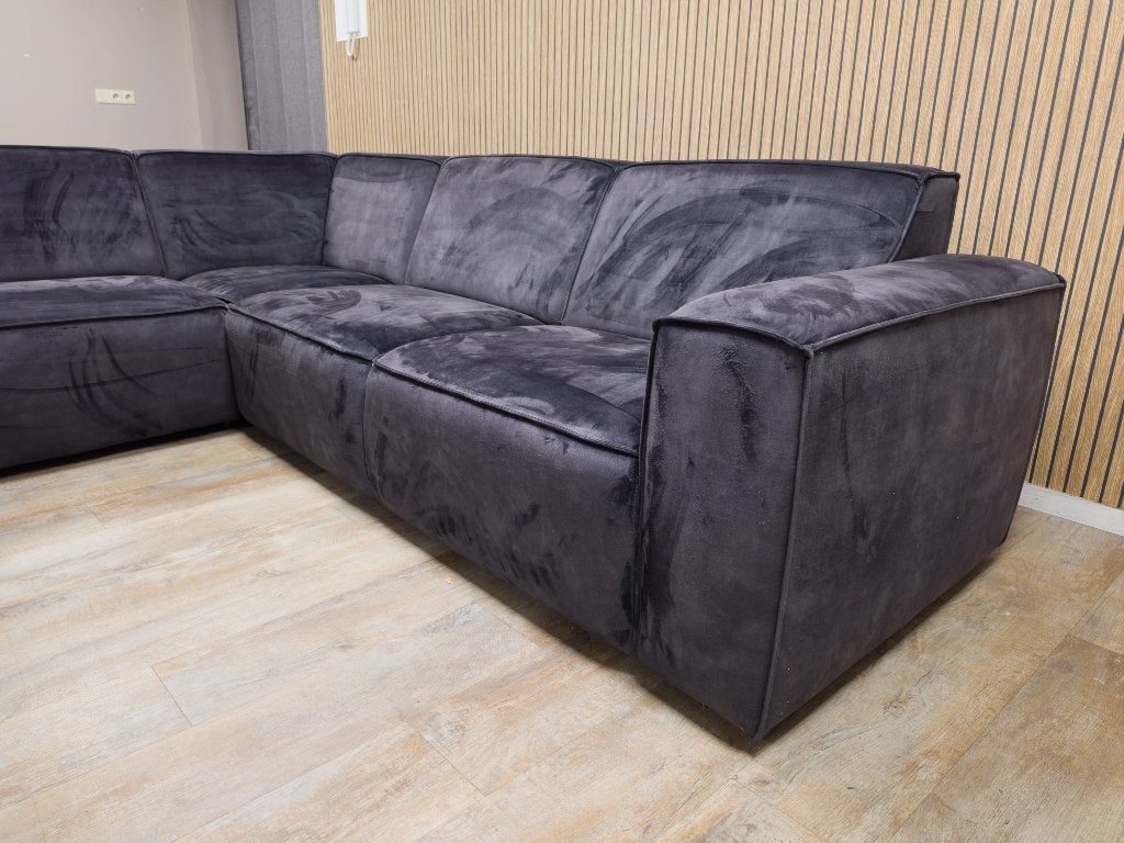 Mooi Antraciet Velvet Antraciet Hoekbank, Huis en Inrichting, Banken | Bankstellen, Info@banxtel.nl, Gebruikt, Hoekbank, Hoekbank