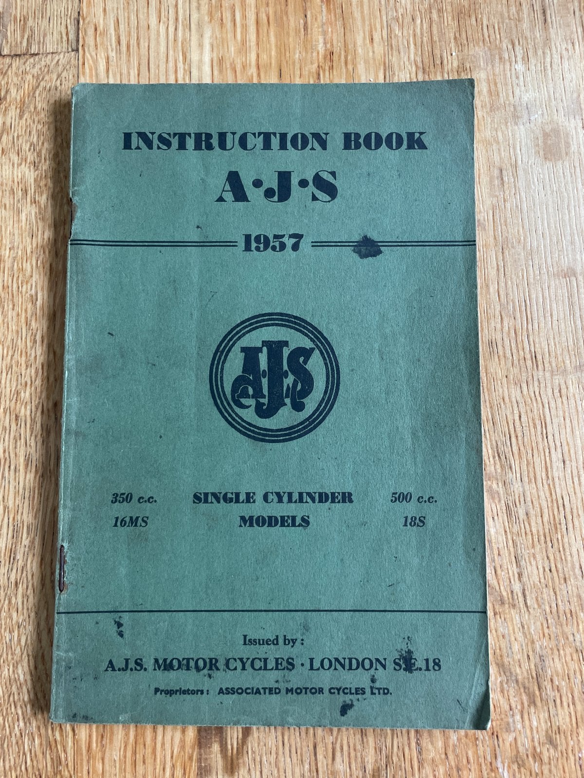 A.J.S. Instructieboek 1957 - 350cc & 500cc Modellen, Ophalen of Verzenden, Overige merken