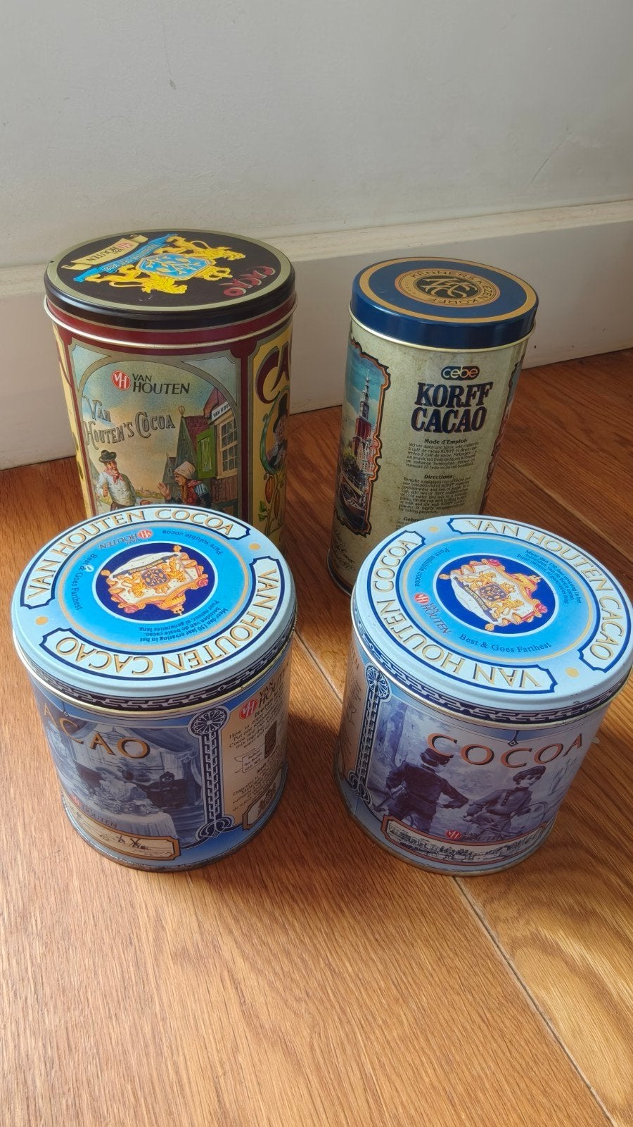 Vintage cacao blikken - Van Houten's en Korff, Ophalen of Verzenden