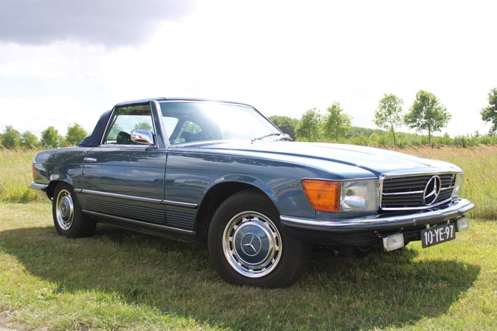 Mercedes-Benz R107 450SL orgineel EU 1973 roestvrij, Auto's, Automaat, Achterwielaandrijving, Cabriolet, Blauw