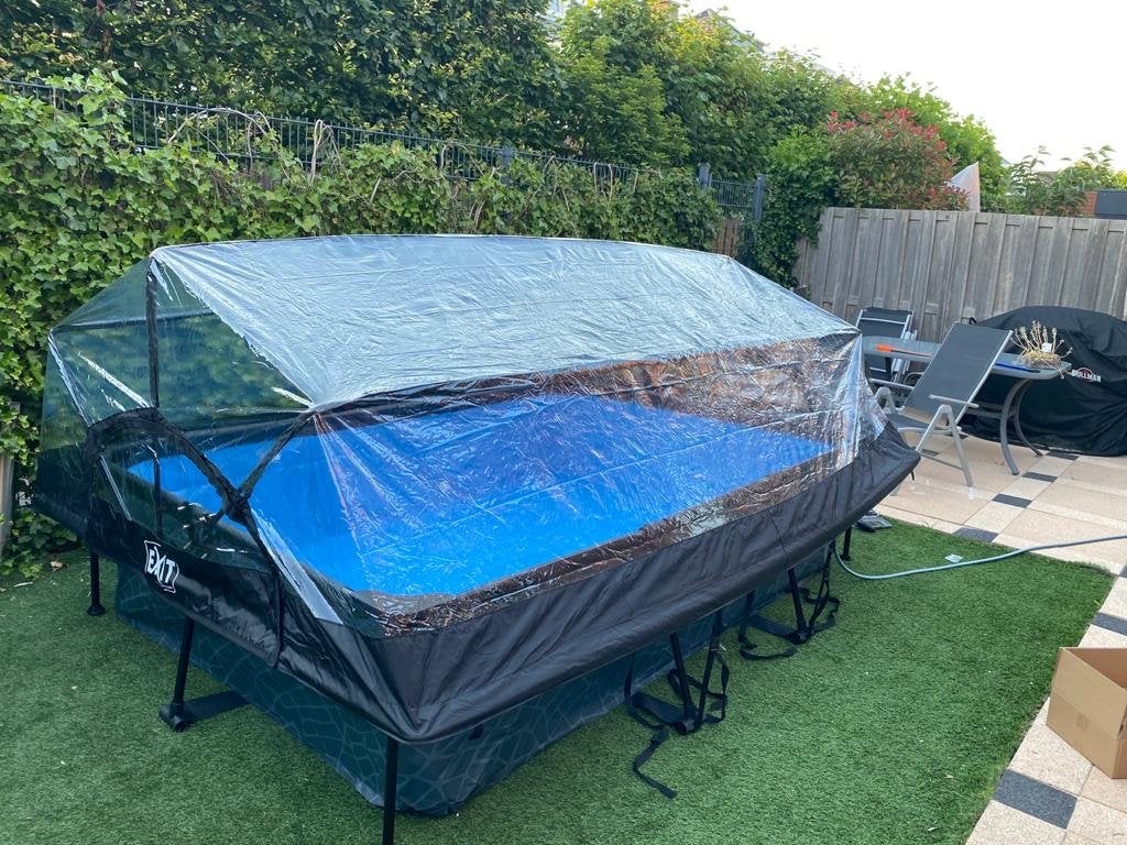 EXIT Stone Grey Frame Zwembad met overkapping, Tuin en Terras, Ophalen, Gebruikt, Opzetzwembad, 200 tot 400 cm