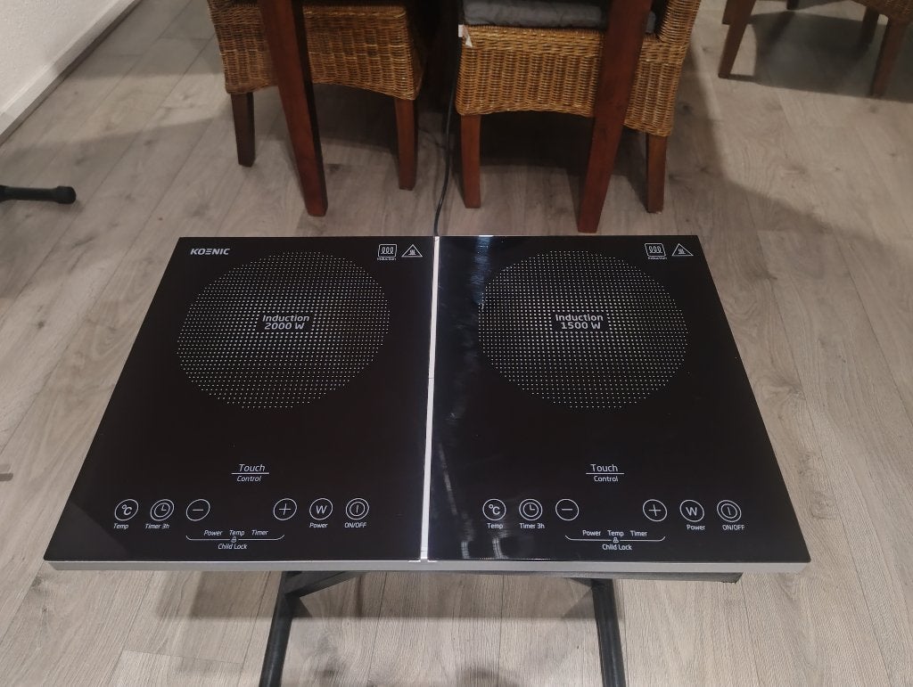 Koenic Inductie Kookplaat 2000W + 1500W, 3 kookzones of minder, Ophalen of Verzenden, Zo goed als nieuw, Inductie