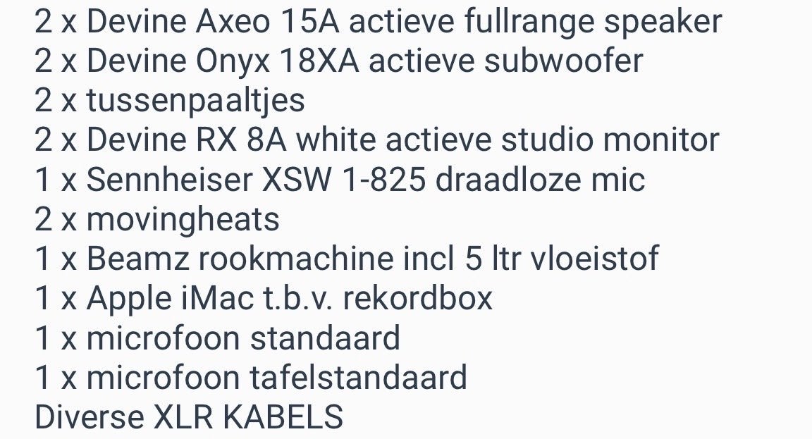 Complete DJ/PA Set: Speakers, Subwoofers, Microfoon, Rookmac, Ophalen, Zo goed als nieuw
