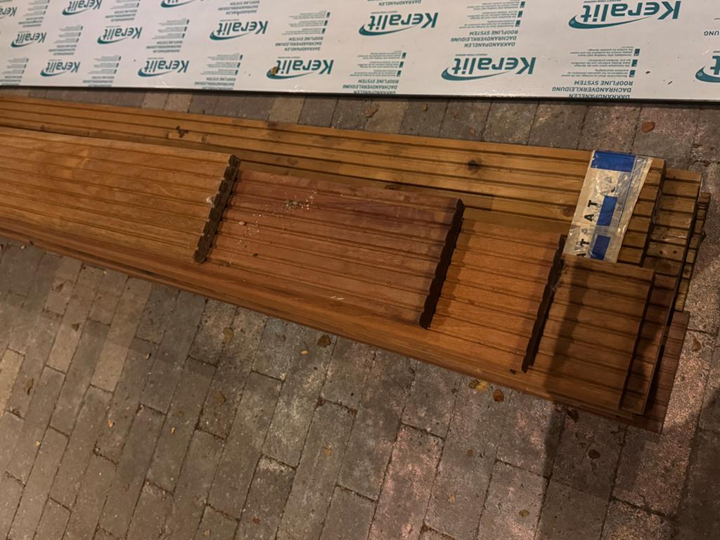 Houten vlonderplanken 4 meter, Tuin en Terras, Terrasdelen en Vlonders, Ophalen, Gebruikt, Hout