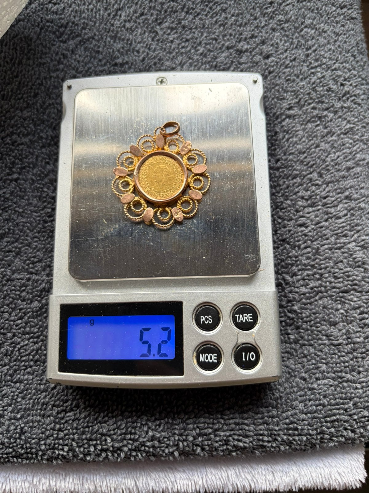 Turkse Munt in hanger goud, Ophalen of Verzenden, Zo goed als nieuw, Goud