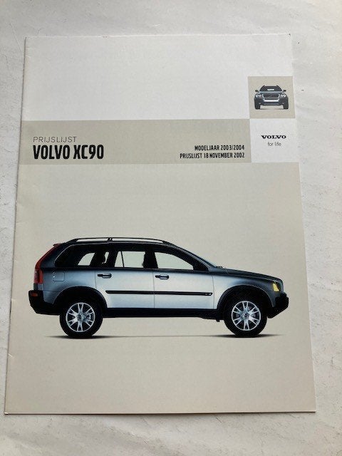 Prijslijst Volvo XC90 Modeljaar 2003/2004 (uitgave nov 2002), Ophalen of Verzenden, Zo goed als nieuw, Volvo