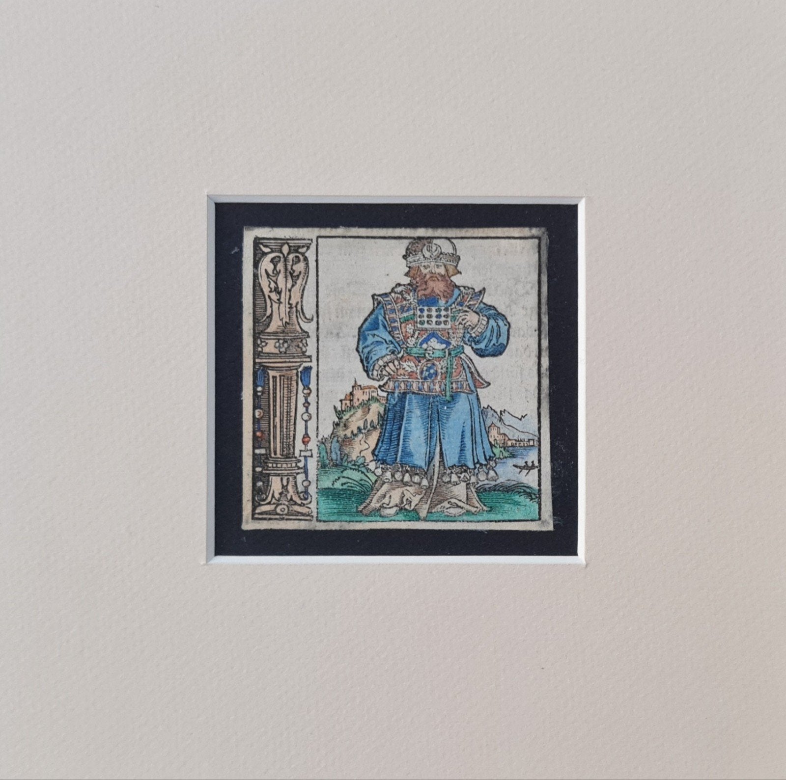 Zeldzame handgekleurde 16e eeuw gravure, Antiek en Kunst, Ophalen of Verzenden