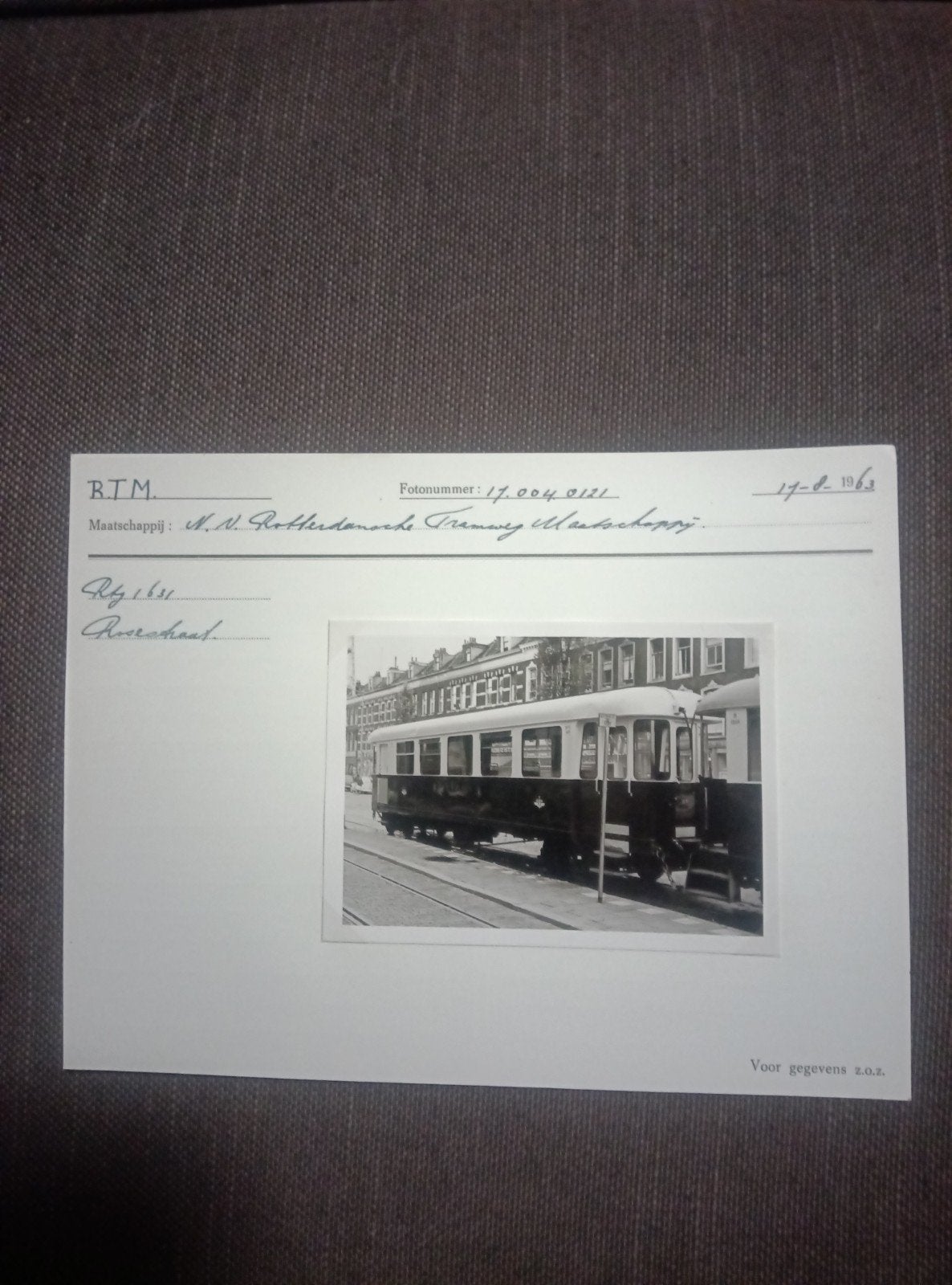 foto en gegevenskaart van een tram, Ophalen of Verzenden, Gebruikt, Tram, Kaart of Prent