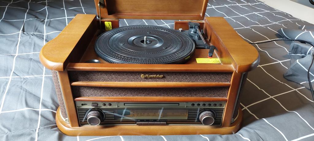 Retro Platenspeler met Radio, CD, Cassette, AUX & USB, Gebruikt, USB-aansluiting, Platenspeler, Ophalen