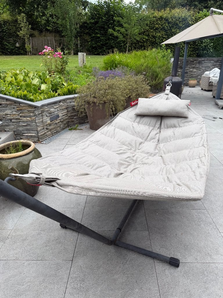 Fatboy Headdemock Superb Deluxe hangmat grey taupe black, Meerpersoons, Ophalen of Verzenden, Zo goed als nieuw, Met standaard