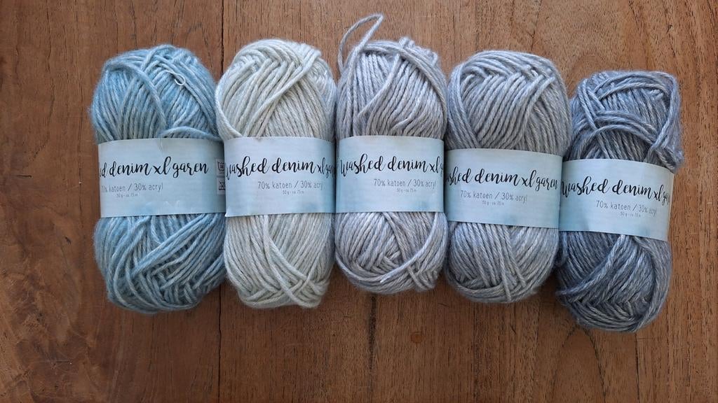 5 bollen washed denim XL garen, Ophalen of Verzenden, Nieuw, Breien of Haken, Wol of Garen